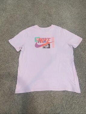 Nike Light Pink Graphic Logo Tee with Multicolor Accents